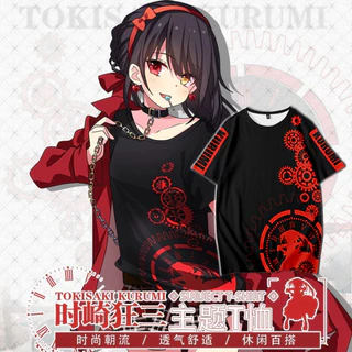 Anime mới NGÀY A LIVE Tokisaki Kurumi Áo thun Anime Nhật Bản Nam dáng rộng dành cho nữ thường ngày ❥ ❈ In hình tay ngắn T Unisex Casual Top Cosplay