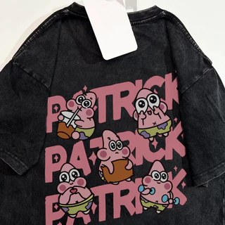 Patrick Star Hoạt Hình Họa Tiết Hoạt Hình Áo Thun Nữ Thời Trang Oversize Rời Cotton Tay Ngắn