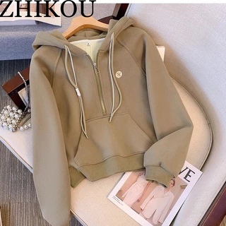 ZHIKOU Áo Khoác hoodie áo khoác nữ zip hoodie INS New Style Durable Thoải mái WWY23C0EY6 52Z231229