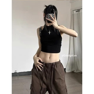 Ethelgirl Hàn Quốc Quần Áo Nữ Thời Trang Tất Cả Trận Đấu Gợi Cảm Slim Fit Áo Croptop