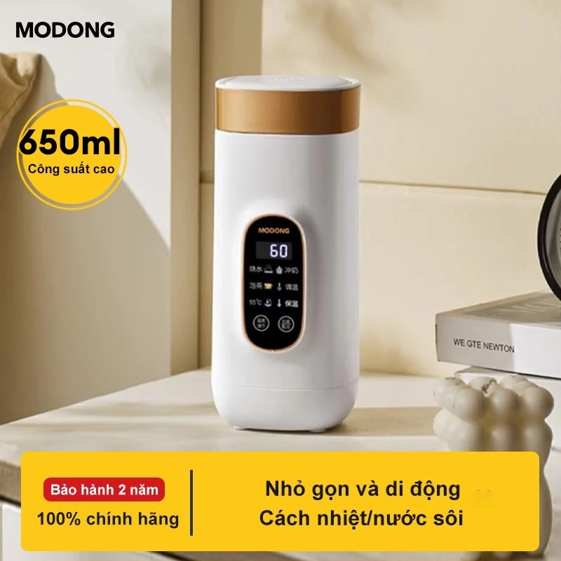 MODONG Cốc nước nóng điện 650ml, ấm đun nước mini 6 trong 1, làm nóng nhanh, điều chỉnh nhiệt độ