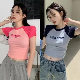 ⭐️Fast shipping⭐️[Zestiva] S-2XL áo thun ôm body nữ Croptop Cổ Tròn Tay Ngắn gợi cảm Hàn Quốc Retro hồng y2k áo thun baby tee HZFWC7864