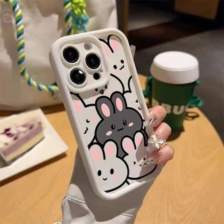 ốp lưng Oppo A95 A74 4G A94 4G Reno 5F A73 2020 A93 4G Reno 4F F17 Pro Reno 6Z 5G Reno 5Z Reno 7Z 5G Thẳng cạnh Silicone dễ thương thỏ trường hợp điện thoại