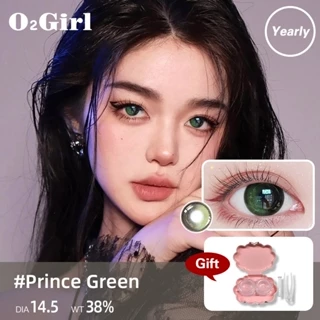 O2Girl Kính áp tròng Flagship Store len 2 mảnh trang phục hàng năm ném nữ lens mắt 14.5mm tiếp xúc cận kính màu xanh lá cây sinh viên tự nhiên kích thước phi nhật ném đường kính trang điểm làm đẹp sản phẩm lens cận