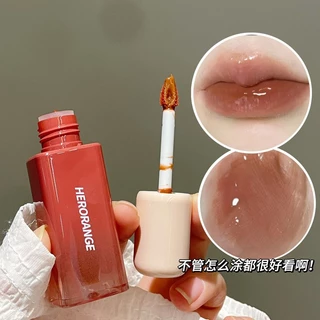 Herorange2024 Sản phẩm mới Phong cách Hàn Quốc Gương làm đẹp Lip Glaze đi kèm với đầu cọ mềm Son môi Girly Value Series Son bóng mờ