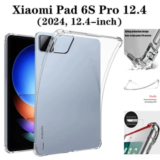 Dành Cho Xiaomi Pad 6S Pro 12.4 Inch 2024 MiPad 6 Spro 12.4 "Vỏ Bảo Vệ Máy Tính Bảng Trong Suốt Chống Rơi Mềm TPU Bao Bốn Góc Bảo Vệ Chống Sốc Trong Suốt