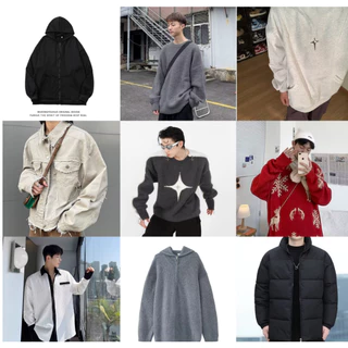 Kyushuad Áo nỉ nam giá rẻ kiểu Mỹ retro Hàn Quốc phong cách ins dáng rộng áo khoác cho nam