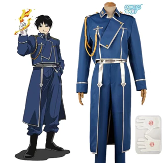 Anime FullMetal Alchemist Roy Mustang Maes  Cosplay Costume Outfits for Adult Army Uniform Top Pant Glove Halloween Set