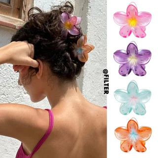 Frangipani Kẹp Tóc Màu Gradient Lớn Lấy Kẹp Mùa Hè Phong Cách Kỳ Nghỉ Frangipani Lấy Kẹp Đi Biển Kẹp Tóc Nữ