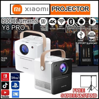 Máy Chiếu Y8 Di Động Thông Minh Mini 8000 Lumens 4K HD 1080P Máy Chiếu WiFi Bluetooth HDMI USB Máy Chiếu