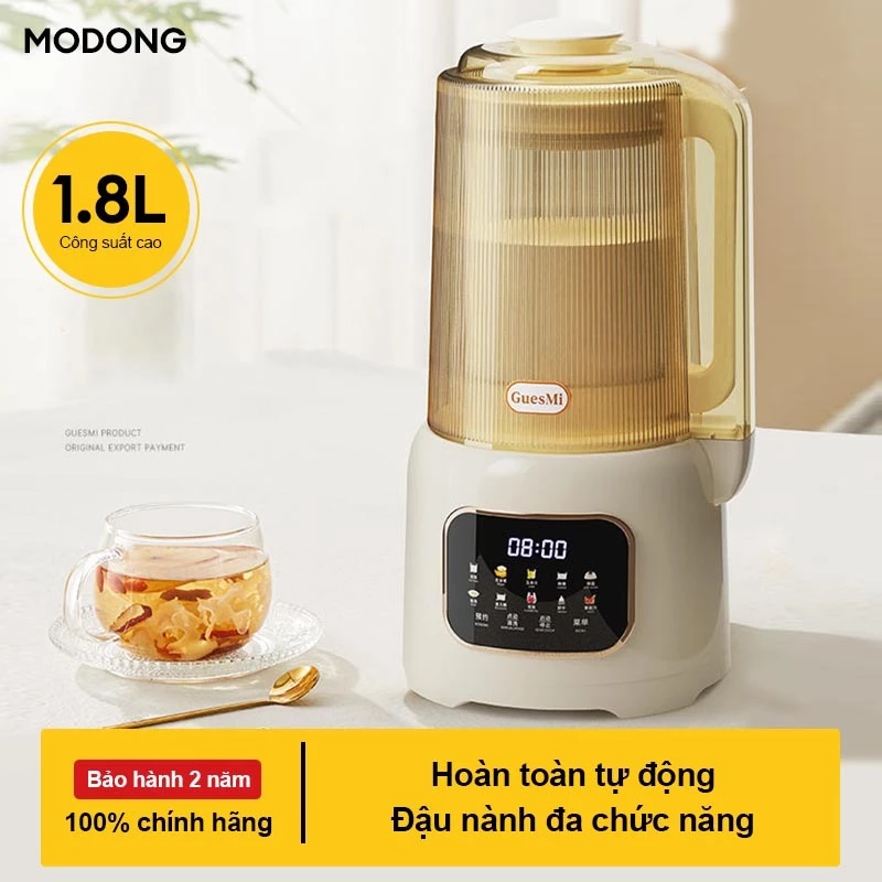 Máy làm sữa hạt GuesMi E500 Máy làm sữa hạt đa năng Hũ thủy tinh nóng, xay sinh tố, nấu chậm, nấu súp 16 chức năng Máy làm sữa ngũ cốc đa chức Dung tích cực lớn 1,8L