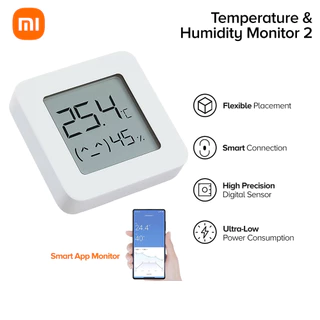 XIAOMI Nhiệt kế kỹ thuật số chính hãng Xiaomi2 Màn hình LCD thông minh Cảm biến độ ẩm Bluetooth Máy đo độ ẩm COD