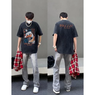 PEAR DODO thương hiệu địa phương in hình vịt hip-hop phong cách 100% cotton oversize áo thun nam ngắn tay 240315