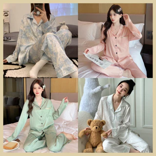 Bộ Đồ Ngủ Bằng Lụa Băng Cao Cấp Nữ Xuân Thu Phong Cách Dài Tay Mùa Hè Homewear Phù Hợp Với