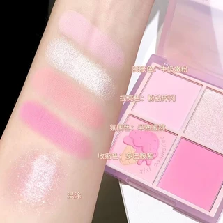 Xixi  Herorange 4 Màu Phấn Mắt Bảng Phấn Mắt Bốn Màu Phấn Má Hồng 2in1 Blush Và Eye Shadow Nature Eye Shadow D511