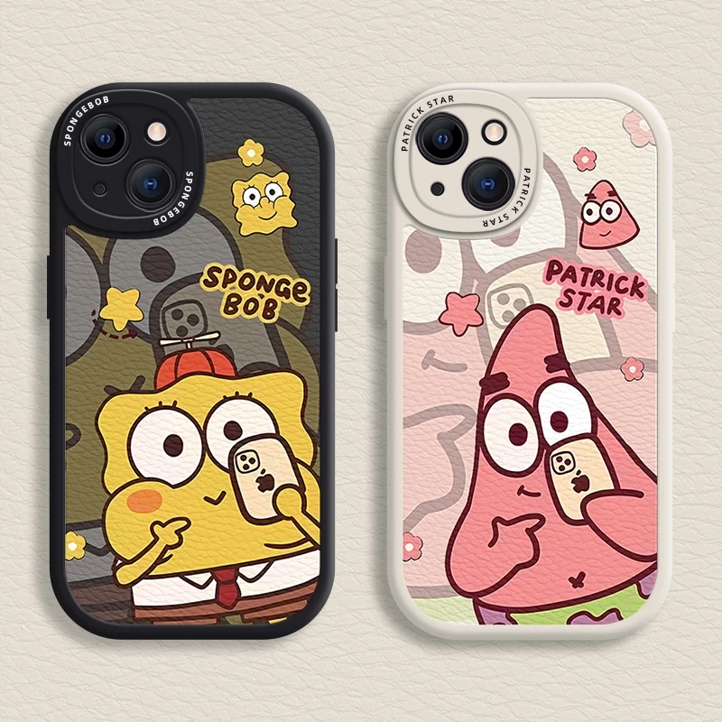 Ốp lưng iPhone cho 15 / 14 / 13 / 12 / 11 Promax Phim hoạt hình SpongeBob Selfie Vỏ mềm cho iPhone 7 / 8 Plus / X / XR / Xs Max Cover