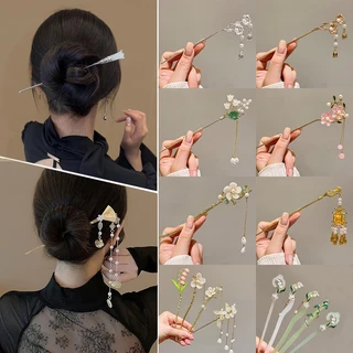 Quạt Kẹp Tóc Mới Phong Cách Trung Hoa Cổ Cao Cấp Cảm Giác Kẹp Tóc Sang Trọng Hanfu Sườn Xám Kẹp Tóc Bước Lắc Phụ Kiện Tóc Nữ