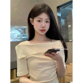 Ethelgirl Thời Trang Hàn Quốc Tắt Vai Slim Fit Thường Ngày Phù Hợp Với Áo Thun Nữ Tay Ngắn Quần Áo Hàng Đầu