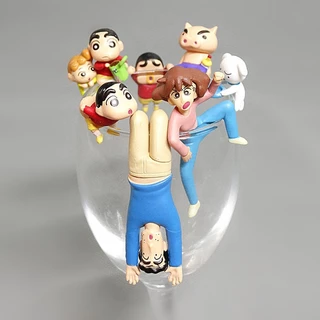 6 Cái / 7 Cái / bộ Anime Crayon Shin-chan Hình Nohara Shinnosuke Hiroshi Himawari Shiro Misae Cup Edge Q Phiên Bản PVC Nhân Vật Hành Động Mô Hình Đồ Chơi Búp Bê