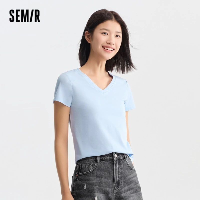 Semir Áo Phôngro Nhỏ Đen Thun Nữ In Hình Playful Dễ Thương Top Mùa Hè 2024 Phong Cách Mới Hoạt Hình Cổ Tròn Chui Đầu