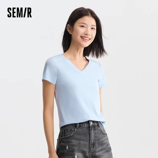 Semir Áo Phôngro Nhỏ Đen Thun Nữ In Hình Playful Dễ Thương Top Mùa Hè 2024 Phong Cách Mới Hoạt Hình Cổ Tròn Chui Đầu