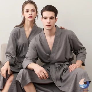 🥰Áo choàng ngủ tay dài màu trơn thời trang xuân thu cho nam nữ Honeycomb Bathrobe【LittleStar6】