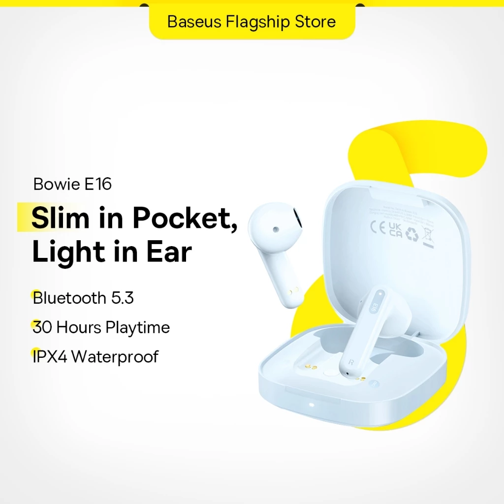 Baseus Tai Nghe Nhét Tai e16 tws 5.3 bluetooth Không Dây Chống Thấm Nước ipx4 30h