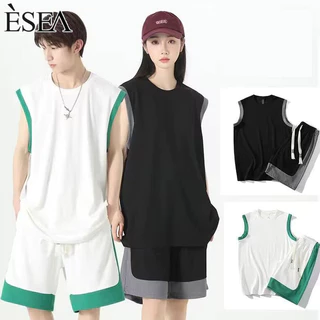 Bộ đồ thể thao nam ESEA, thời trang và phổ biến phong cách Harajuku Nhật Bản dáng rộng không tay quần short vest dáng rộng phong cách ins bộ đồ thể thao mùa hè, có thể mặc cho cả nam và nữ