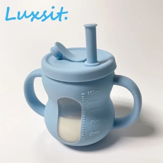 Luxsit 150ML Cốc uống nước silicon cho trẻ em Cửa sổ trực quan với tỷ lệ