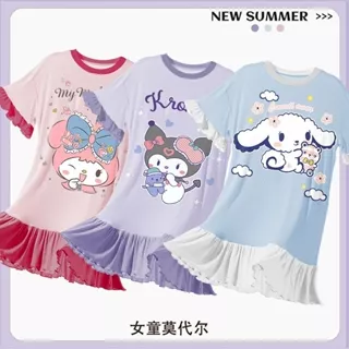 Kuromi My Melody Cinnamoroll Kid Girls Váy ngủ Pyjama mềm mại