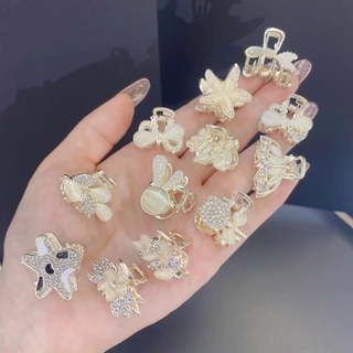 Phiên Bản Hàn Quốc Thanh Lịch Sang Trọng Opal Nhỏ Lấy Kẹp Bé Gái Mini Pháp Cao Cấp Phụ Kiện Tóc Kích Thước Nhỏ Bên Nổ Tóc Kẹp Cá Mập Kẹp