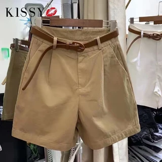 Quần short Cotton mùa hè dành cho nữ 2024 Phiên bản Hàn Quốc dáng rộng khoe eo cao mỏng chân rộng mỏng