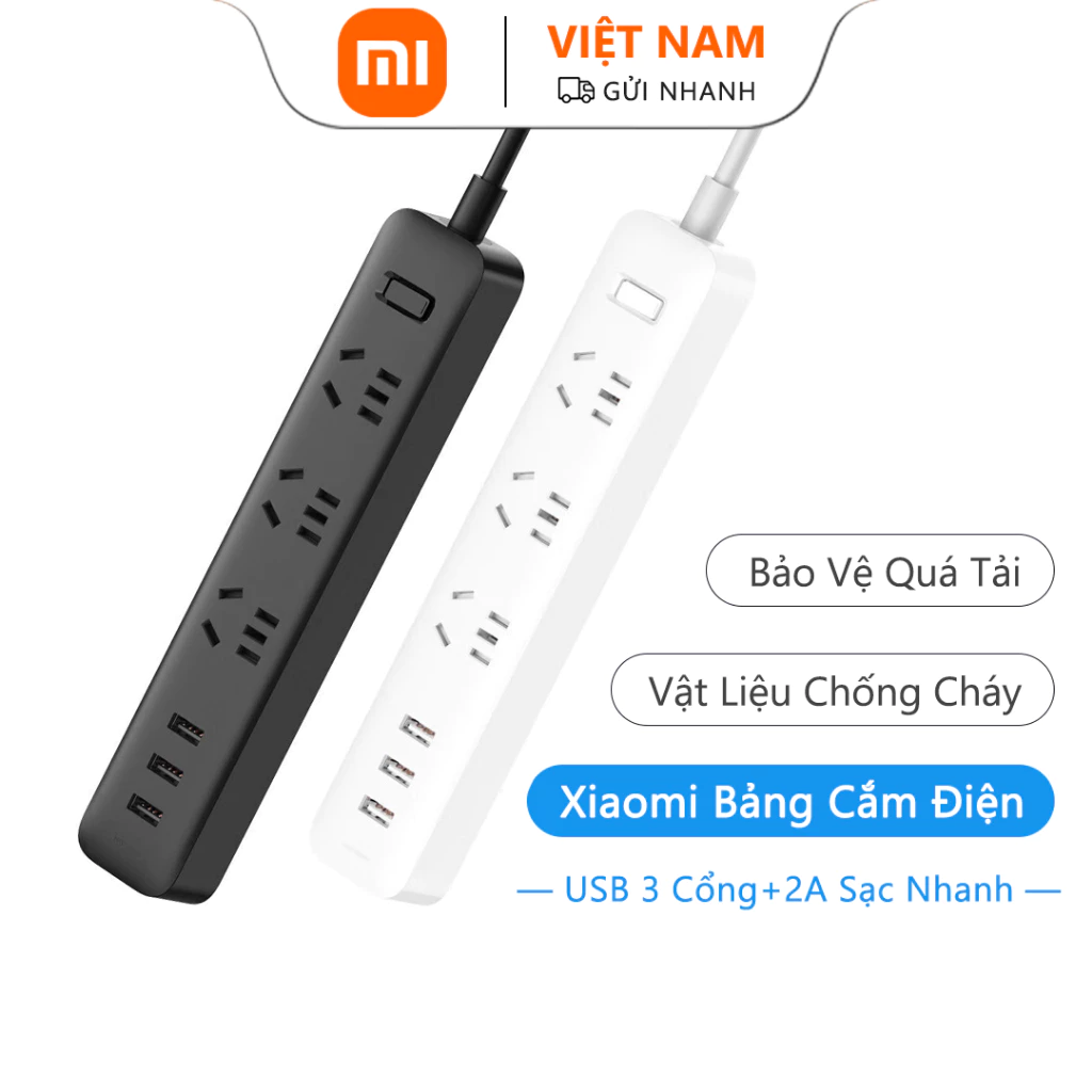 Ổ cắm đa chức năng Xiaomi Youpin, giao diện 3USB + 3 lỗ, sạc nhanh 2A, bảo vệ Overpower, chống cháy nhiệt độ cao, bảo vệ tác động kép