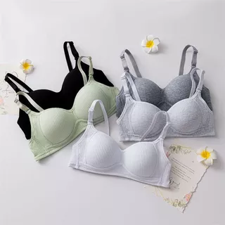 Áo ngực nữ Cotton nguyên chất không khung, Áo ngực nữ, Áo ngực mút mỏng, Nhẫn sóng tăng cường ánh sáng