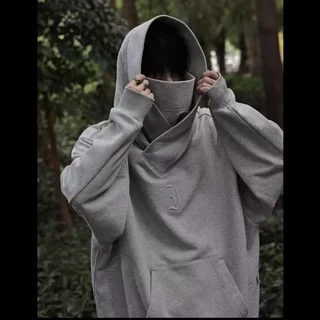 Áo Khoác Hoodie Thể Thao Dáng Rộng Cổ Cao Màu Sắc Đơn Giản Cho Nam Giới