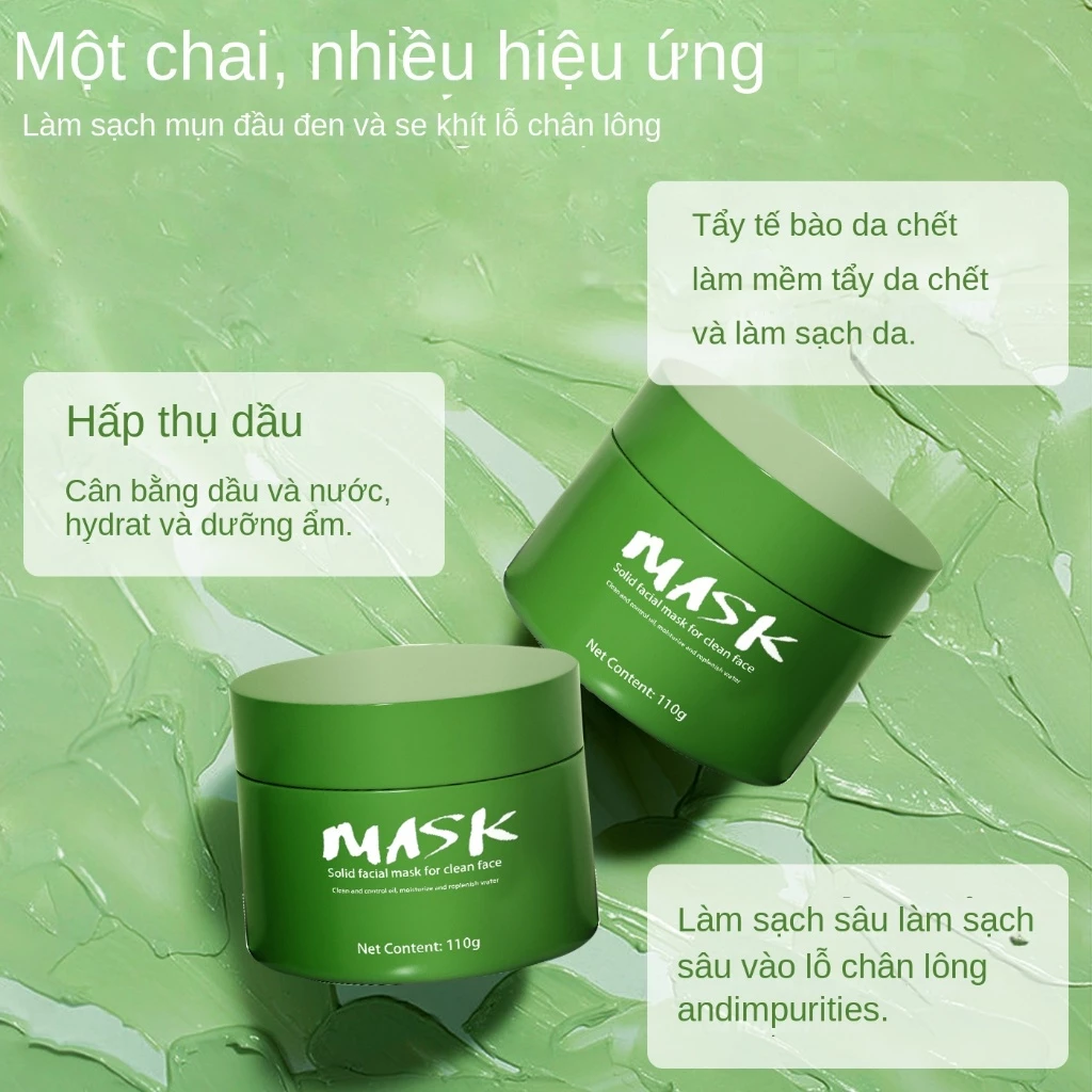 Youbuy trà xanh kiểm soát dầu làm sạch mặt nạ màng bùn ứng dụng rửa mặt nạ rắn miễn phí bổ sung nước liều110g