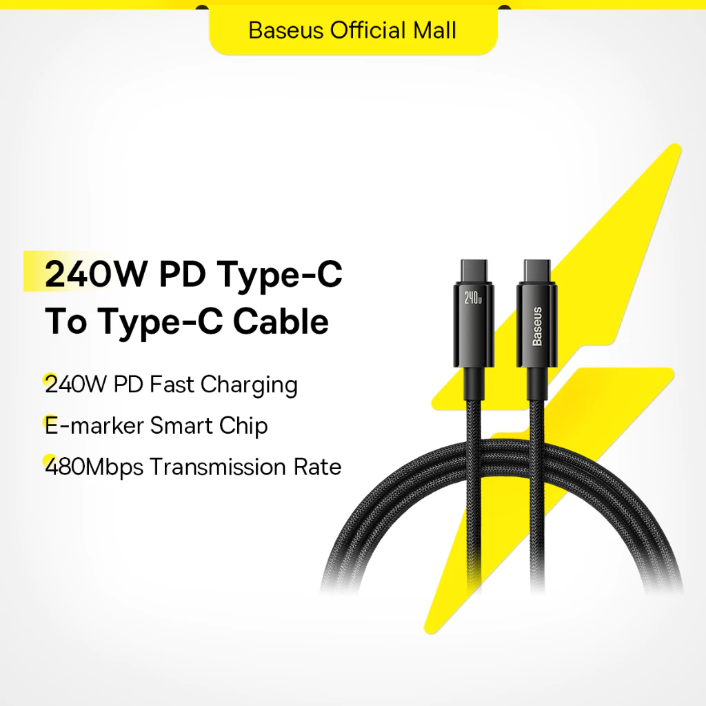 Dây cáp sạc BASEUS usb type C 240W thích hợp cho Phone 15 pd3.1 realme samsung s23 macbook pc