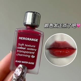 Herorange Glass Hydrating lip Glaze Ẩm Gương bíp môi chống thấm nước không dễ dính cốc son môi trắng HR567