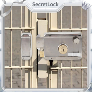 [Hàng Sẵn] Khóa Cổng Chống Trộm Cơ Khí Bên Ngoài Bằng Thép Không Gỉ Cho Cửa Gỗ Màu Bạc【SecretLock】