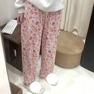 Quần Hoạt Hình Kích Thước Lớn Pyjama Quần Nữ Nhà Quần Baggy Chống Muỗi Quần Nữ Quần Eo Cao Chống Nắng Quần