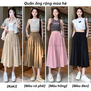 Quần ống rộng cạp cao thời trang mùa hè cho nữ