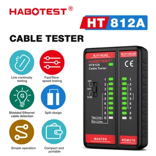 HABOTEST HT812A Thiết bị kiểm tra cáp mạng 8P/6P/4P/2P Cáp LAN Tester Công cụ theo dõi cáp quang