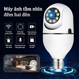 Xoay 360 không dây, hình bóng đèn, FullHD 1080P, kết nối với điện thoại từ xa, tầm nhìn ban đêm