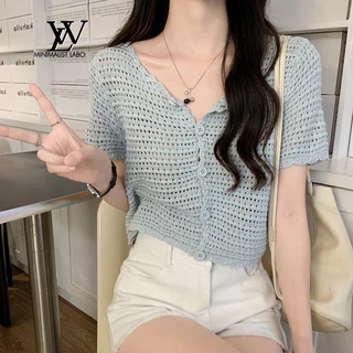 Minimalist Labo Áo cardigan dệt kim chống nắng phong cách Hàn Quốc cho nữ