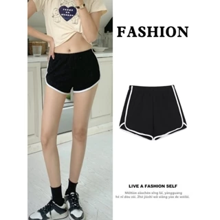 Quần Short Viền Đùi Kẻ Trắng Nữ Thể Thao Ulzzang Buộc Dây