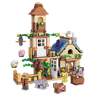 495 / chiếc Bộ Làng Ngôi Nhà Cây Tương Thích Lego Minecraft Minifigures Động Vật Mô Hình Khối Xây Dựng Đồ Chơi Trẻ Em Bé Trai Bé Gái Quà Tặng Sinh Nhật