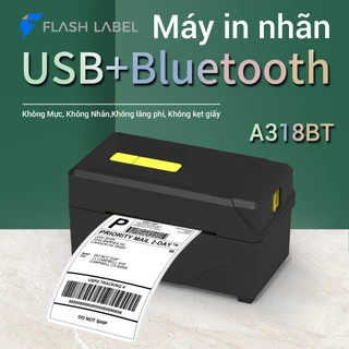Khu vực HCM Máy In Nhiệt Thermal Printer Label Printer FlashLabel A318 USB+Bluetooth In Khổ A7 In Đơn Hàng, Phiếu Gửi, Minicode, Logo Tự Dán