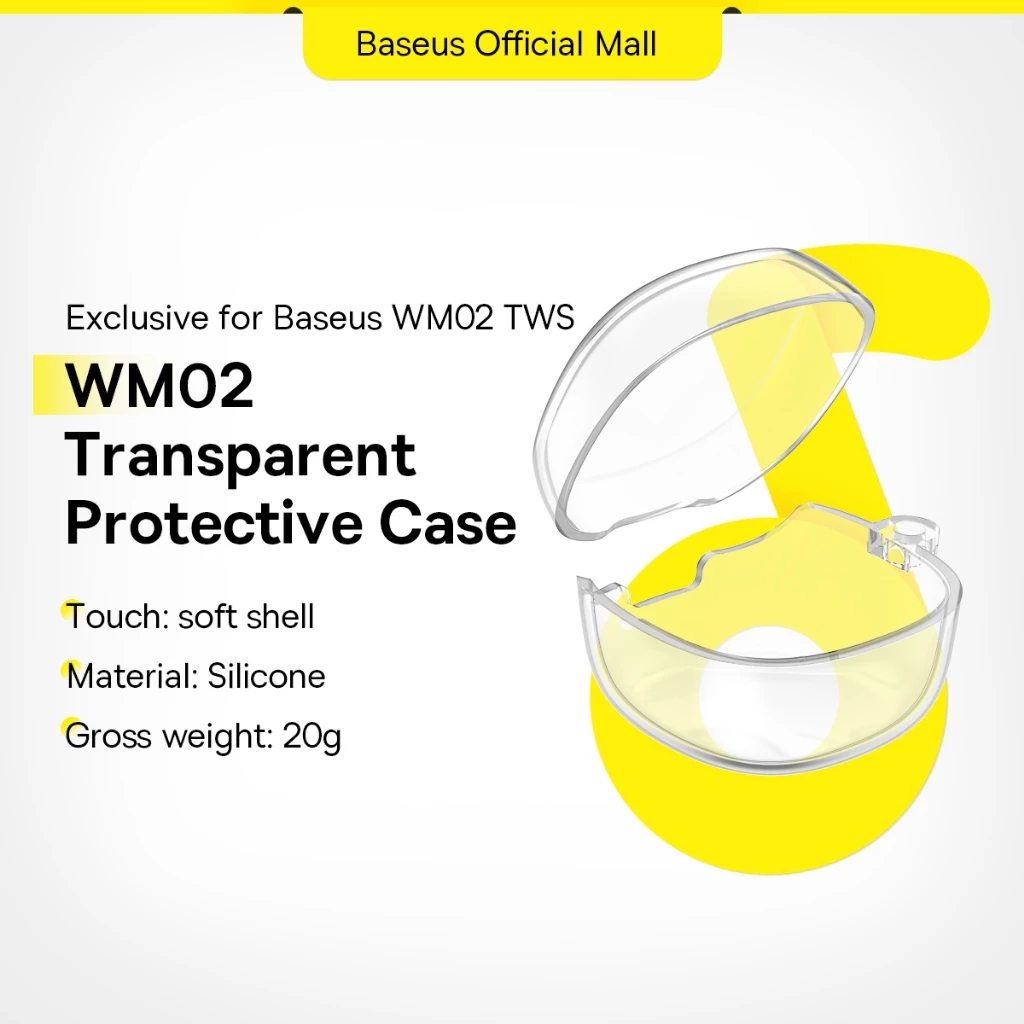 Vỏ bảo vệ tai nghe BASEUS WM02 bằng silicon trong suốt chống nước toàn diện