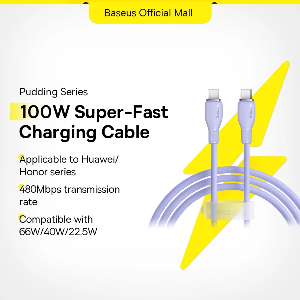 Dây cáp sạc nhanh BASEUS USB C PD 100W thích hợp cho laptop phone 15
