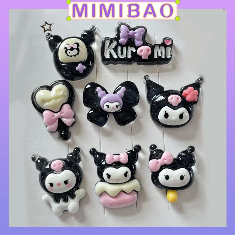 Dụng Cụ Charm Trang Trí Sanrio Màu Trong Suốt Kuromi Hoạt Hình Nhựa Phụ Kiện diy Vỏ Điện Thoại Chất Liệu Gói Handmade Kẹp Tóc Kem Keo Nhỏ Miếng Dán